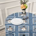 thumbnail image 6 of 60 Inch Round Tablecloth with White Lace Trim Fall Table Cover for Elegant Dining Decor Smiling Snowmen Wearing Black Hats, 6 of 8