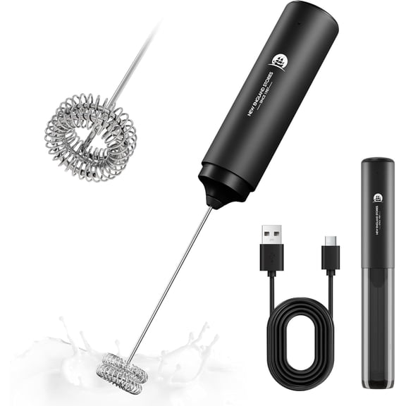 Rechargeable Handheld Milk Frother - 2-in-1 Electric Whisk for Coffee & Latte