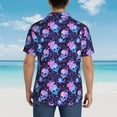 thumbnail image 4 of Sikiie Skull starry sky flower leaf Print Men's Hawaiian Shirt, Summer Beach Button Pocket Short Sleeve T-Shirt,Large, 4 of 7