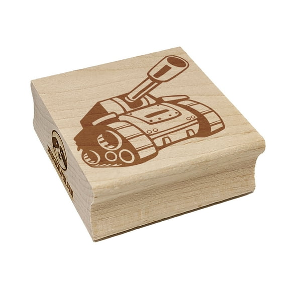 Cartoon Military Army Tank Square Rubber Stamp Stamping Scrapbooking Crafting - Medium 1.75in