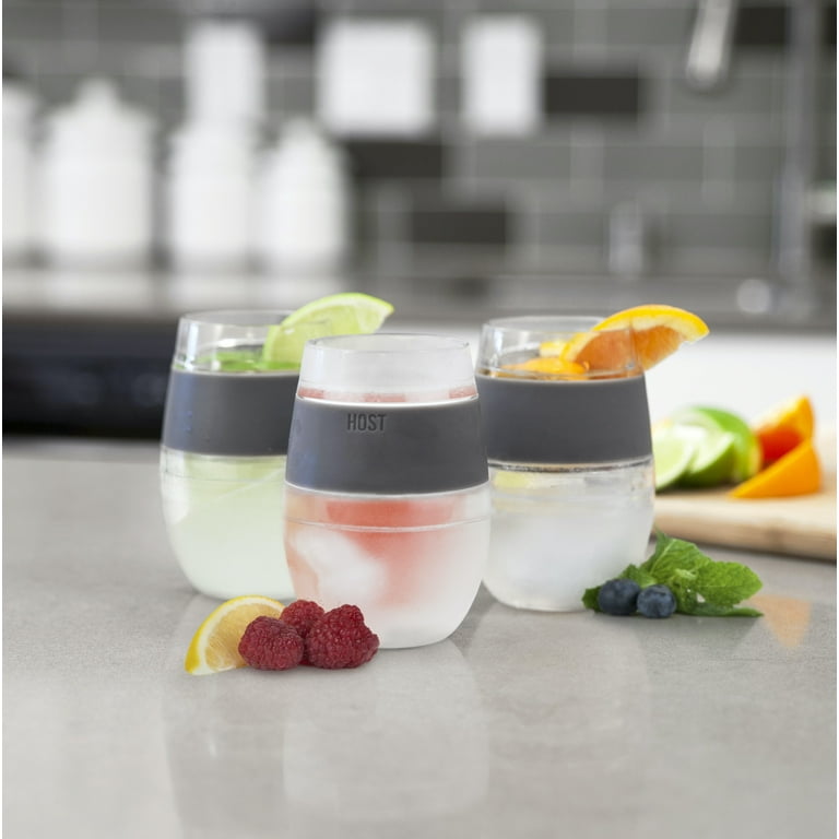 Host Plastic Double Wall Insulated Wine Freeze Cup Set - Wine Glass, 8.5 oz  Grey 