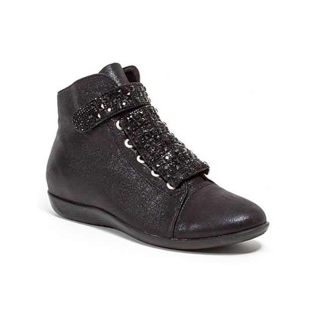 Lady Couture ROCK-BLK-38 Chaussure à Talons Cachés 0.75 in. avec Pierres & Élastique Gore&44; Noir - Taille 38