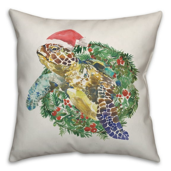 Creative Products Christmas Sea Turtle 16x16 Spun Poly Pillow