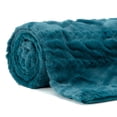 thumbnail image 3 of Chanasya Cable Knit Embossed Faux Fur Throw Blanket - Reverse Mink Modern, Comteporary, Elegant, Super Soft, Warm and Cozy for Bed, Couch, Living Room and Bedroom Home Décor (50x65 Inches) Teal, 3 of 6