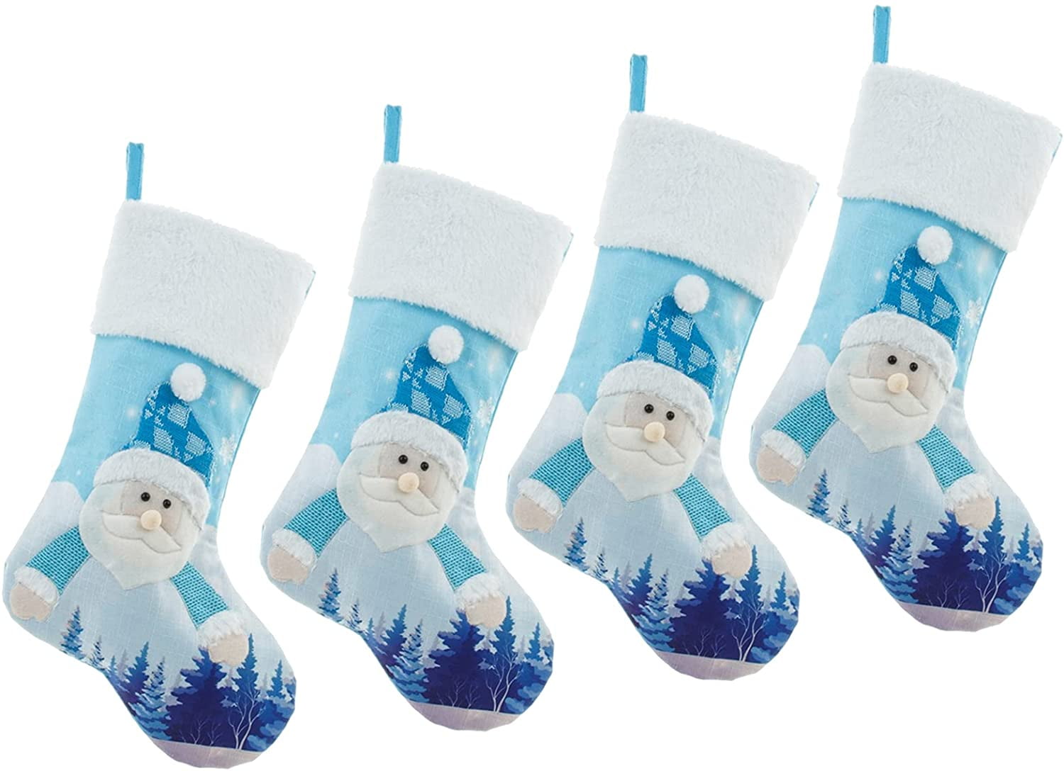 Blue Christmas Stockings, 18’’ Large PreLit Christmas Stockings Set of