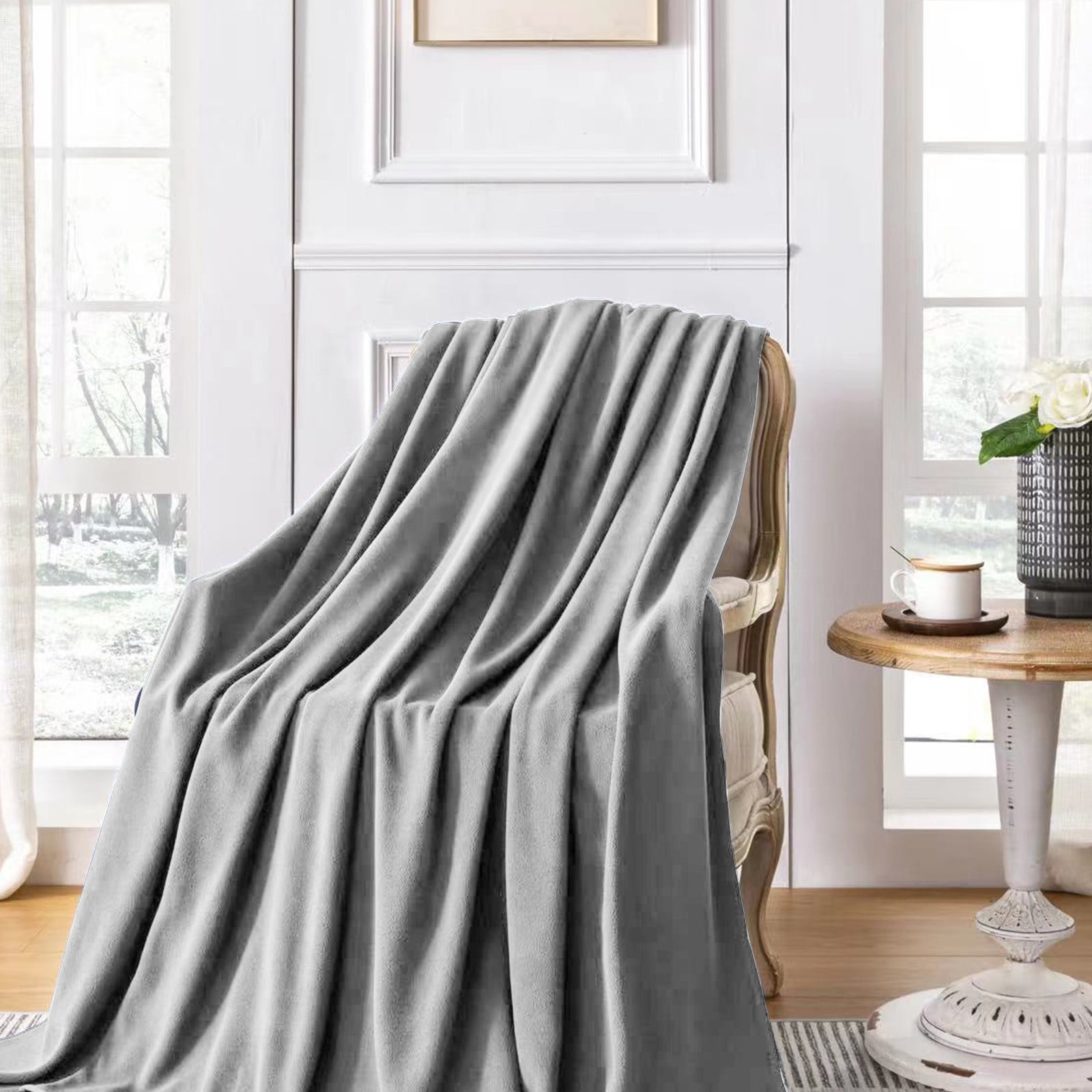 Lsljs Fleece Throw Blanket For Couch Lightweight Plush Fuzzy Cozy Soft Blankets And Throws For Sofa 50x60 Inches Fleece Blanket Grey 50 X 60