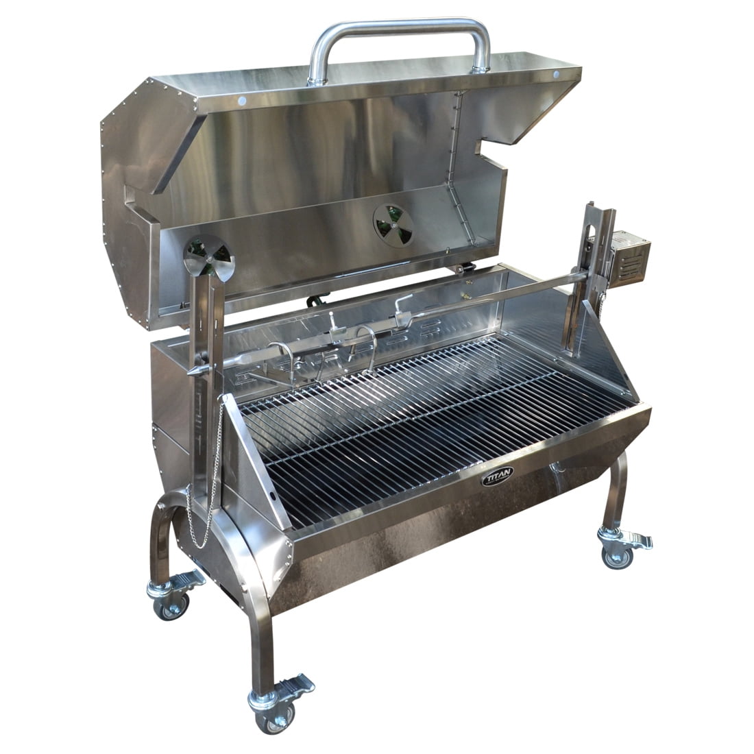 TITAN GREAT OUTDOORS Single Post Jumbo Park Style Charcoal Grill for The Backyard Patio
