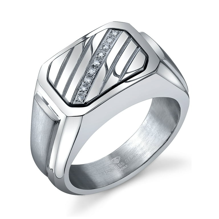 Men s Stainless Steel Diamond Accent DAD Flip Ring Perfect gift for Father s Day Mens Walmart