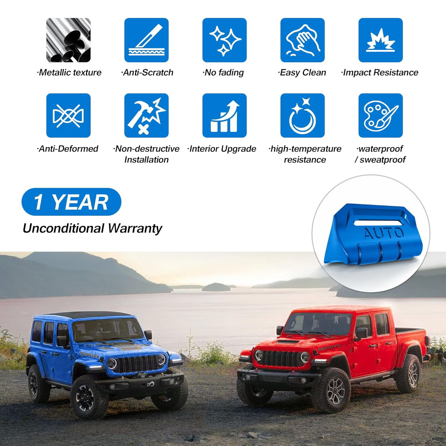 4PCS Premium Aluminum Window Decorative Switch Ring Trims Button Cover Set for Jeep Wrangler JL JLU 2018-2025 2026 & Gladiator JT 2020-2026 Accessories - Metal Finish, Interior Upgrade (Red)