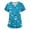 Blue, variant on Mlqidk Womens Christmas Scrub Tops Plus Size Santa Claus Snowman Deer Print Holiday Blouses for Women Short Sleeve V-Neck Medical Scrub Shirts with Pockets 5XL