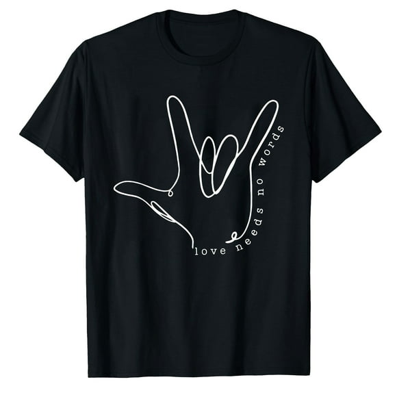 AALJY Love Need No Word ASL Autism Awareness SPED Teacher Women T-Shirt