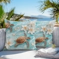 thumbnail image 4 of Coastal Sea Turtle Outdoor Pillow Covers Pack of 2 Beach Ocean White Floral Starfish Waterproof Throw Pillow Covers Decorative Cushion Cases for Patio Garden Tent Balcony Couch 26x26 inch, 4 of 8