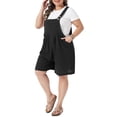 thumbnail image 4 of Agnes Orinda Women's Plus Size Overall Shorts Adjustable Strapes Sleeveless Pleated Jumpsuit Rompers Summer Casual Overalls Shortalls with Pocket L Black, 4 of 6