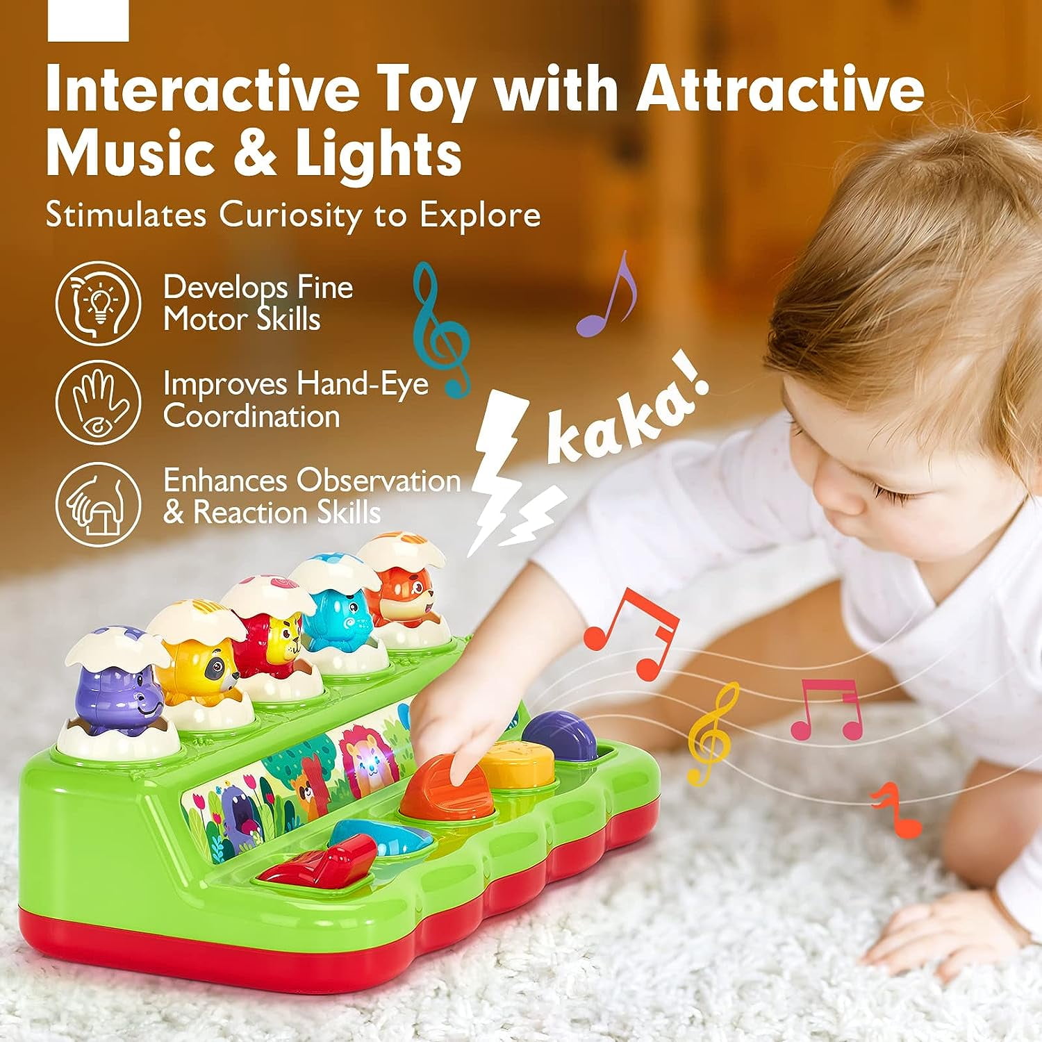Interactive Montessori Toddler Toy | Toys for 1 Year Old, Baby Toys 9-12 Months 12-24 Months, Early Developmental Toy for Toddlers 1-3 Years, Birthday Gifts Learning Toys with Music Lights