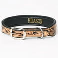 thumbnail image 3 of Hilason Beaded Hand Tooled Strong Genuine Leather Dog Collar Black/Tan Small, 3 of 5