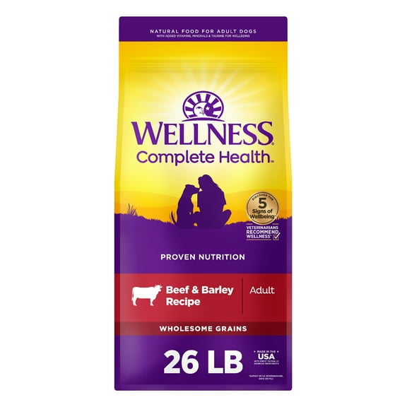 Wellness Complete Health Adult Dry Dog Food, Beef & Barley Recipe, 26 Pound Bag