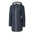 thumbnail image 2 of Women's Cutter & Buck Heather Navy Delaware State Hornets Rainier Primaloft Eco Hooded Long Coat, 2 of 3