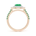 thumbnail image 2 of ANGARA Natural Pear-Shaped 1.2 ct Emerald Two Tone Ring with Double Halo in 14K Rose & White Gold for Women (Size-9x6mm) | May Birthstone, Anniversary, Jewelry Gift for Women | Natural Emerald Ring, 2 of 10