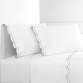 thumbnail image 5 of Melange Home Percale Cotton Double Scalloped Embroidered Crisp Sheet Set King Pillowcases - Navy, 5 of 5