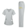 thumbnail image 6 of Mifsaly Scrub Sets for Women Wide Leg Pants Classic V Neck Medical Uniforms Stretchy Comfortable Nursing Uniforms Doctors Nurse Summer Workwear with Multi Pockets M, 6 of 9