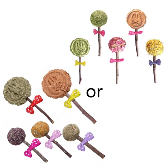 Giaone 5-Pack Rabbit Chew Toys for Hay Balls Wood Sticks Small Teeth Grinding To