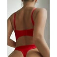 thumbnail image 3 of Red Lace Bodysuit Lingerie Rose Embroidered, 3 of 5