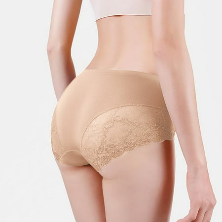 Akiihool Underwear Women Women Underwear High Waist Cotton Briefs Ladies Panties Tummy Control Panty Full Coverage (Beige M)