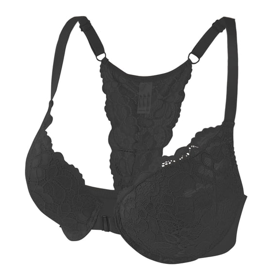 Aofany Women's Front Closure T-Shirt Bra Seamless Full-Coverages Lightly Padded Lace Bras Wire Comfortable Breathable Push Up Everyday Bras