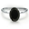 thumbnail image 3 of Gem Stone King 14K White Gold Black Onyx Solitaire Engagement Ring for Women | 2.00 Cttw | Oval 9X7MM | Gemstone December Birthstone | Size 9, 3 of 6