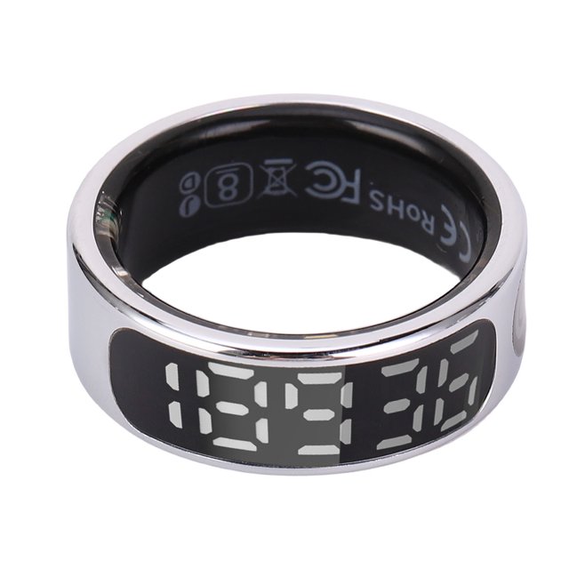 Fitness Smart Ring Sports Sleep Monitoring Control Stainless Steel Health Tracker Ring with Display Screen