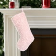 thumbnail image 5 of Teddy Plush Christmas Stocking – 18.9" Soft Fuzzy Gift Bag Sock for Xmas Tree, Fireplace, Mantel – Multicolor Loop Fur Holiday Decoration, 5 of 5