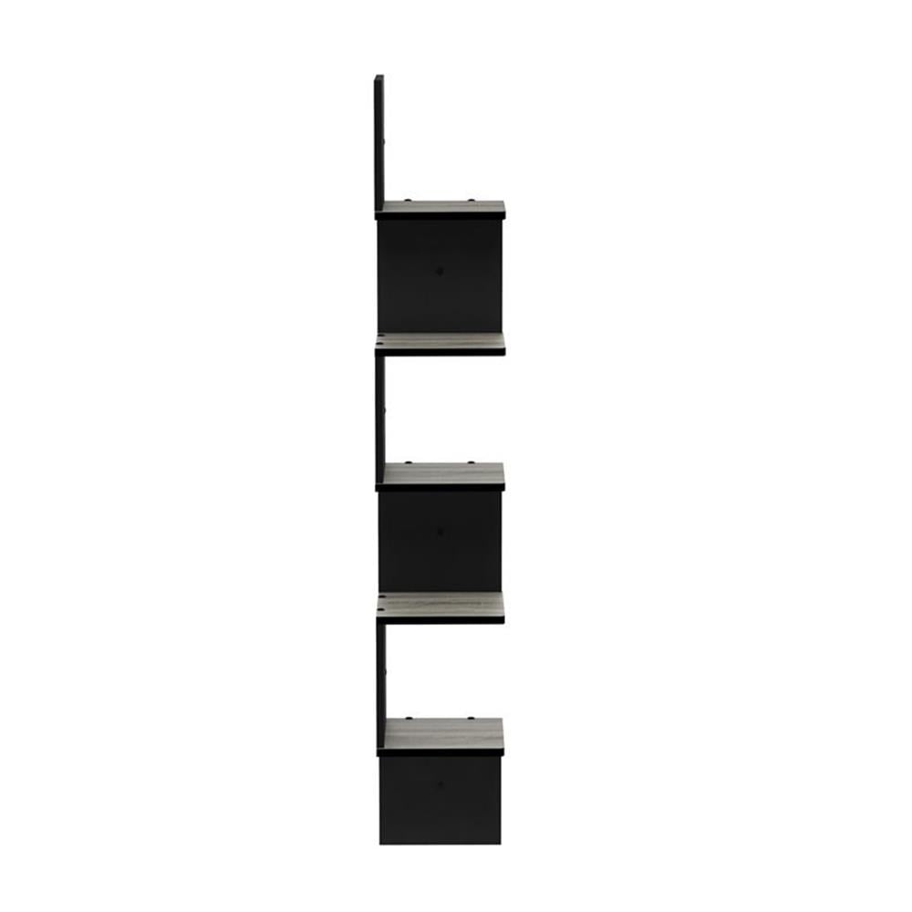 Furinno Rossi 7.8" x 7.8" 5-Tier French Oak Black Floating Shelves