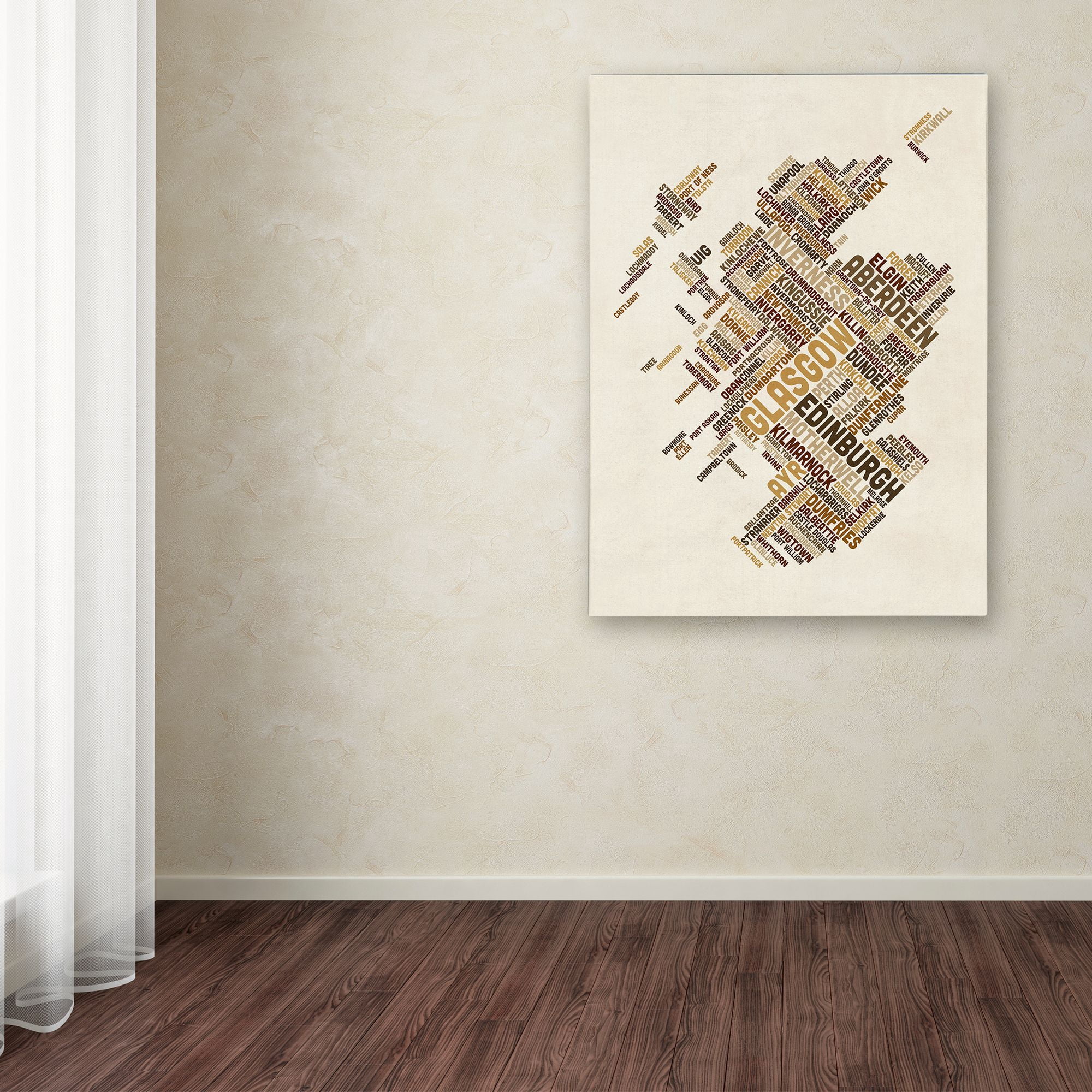 Trademark Fine Art "Scotland Typography Text Map 6" Canvas Art by Michael Tompsett