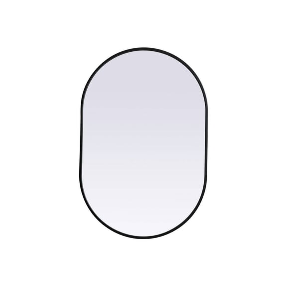 Metal Frame Oval Mirror 24x36 Inch in Black