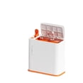 thumbnail image 2 of Bote de basura,Bote de basura delgado con tapa,Caja de almacenamiento estrecha,Papelera de desecho,Papelera de baño para baño,Hogar,Cocina,Sala de est blanco y naranja, 2 of 9