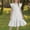 White, variant on BRGZLK Girls Casual Summer Midi Dress Cute Solid Ruffle Short Sleeve Round Neck Smocked Tiered Princess Dresses Green 9-10 Years