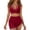D49/Brick Red, variant on Afdoent Tankini Swimsuits For Women Swimsuit With Mesh Drawstring Bathing Tankini Retro Swimsuits Beachwear High Waisted Bikini Sets For Women Swimwear