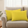 thumbnail image 2 of Yellow Outdoor Pillow Covers, Waterproof Decorative Throw Pillowcases Set of 2, Pure Yellow Couch Cushion Cases with Zipper for Outside Patio Garden Sofa 20"x12", 2 of 9