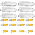 thumbnail image 1 of Paquete de 6 bandejas para maíz + 12 soportes para mazorcas de maíz, platos de plástico para maíz, bandeja de servicio transparente para cenas de mazorcas de maíz, 1 of 5