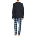 thumbnail image 3 of Hanes Men's and Big Men's Long Sleeve Waffle Sleep Top and Fleece Pajama Pants Set, 2-Piece, 3 of 7