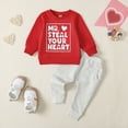 thumbnail image 2 of Gerichy Baby Toddler Boys Fall Clothing Set Valentines Day Outfit Round Neck Sweatshirt with Side Pocket Pants,Red, 2 of 7