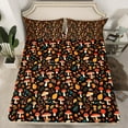 thumbnail image 2 of Manfei Cute Mushroom Bed Sheets for Kids Girls, Green Leaves King Sheets, Botanical Plant Theme Sheet Set, Black Red Orange Breathable Home Decor 4pcs, 2 of 7