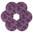 thumbnail image 7 of 6 Pcs Drink Coasters with Holder 3.94in Woven Coasters for Drinks Glowing Purple Butterfly Coaster Set for Protection Table, 7 of 7