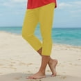 thumbnail image 2 of vigerkar 3/4 Leggings for Women Yoga Tights Tummy Control Work Out Exercise Yoga Pants Summer Bottoms (Orange, M), 2 of 6
