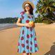 thumbnail image 4 of Easygdp Strawberries para Vestido Transpirable de Mujer, Vestido Suelto de Manga Corta con Pliegues y Bolsillos para el Verano, 4 of 6