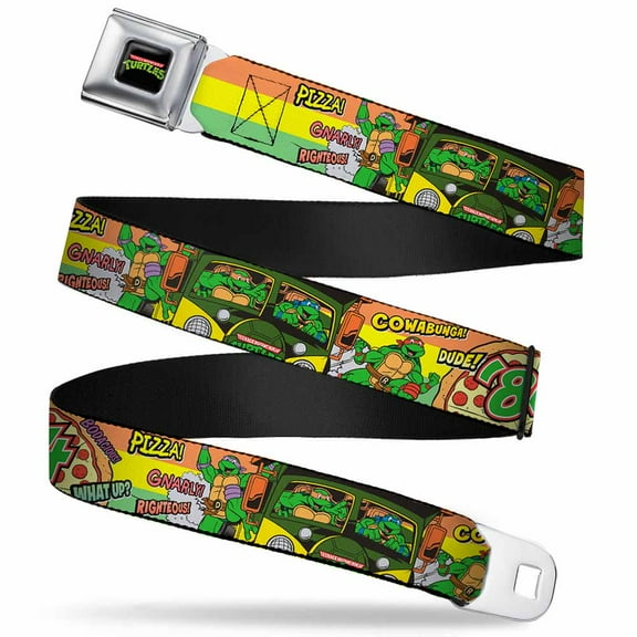 Classic Tmnt Logo Full Color Classic Tmnt Turtles Pose14 '84 Pizza Verbiage Seatbelt Belt Standard