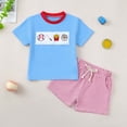 thumbnail image 2 of mgoYE Baby Boy Clothes 12-18 Months Toddler Baby Boy Baseball Outfit Baseball Embroidery Striped Waffle Knit Short Sleeve T Shirt Top and Shorts Set(Blue,18-24 Months), 2 of 8