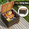 thumbnail image 6 of Costway 3 PCS Outdoor Patio Rattan Bistro Furniture Set Wooden Table Top Cushioned Sofa Black, 6 of 10