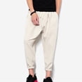 thumbnail image 2 of Mens Work Pants Lantern Pants Linen Pants Fashionable Harlen Pants Leggings Regular Straight Pant Khaki 2XL, 2 of 6