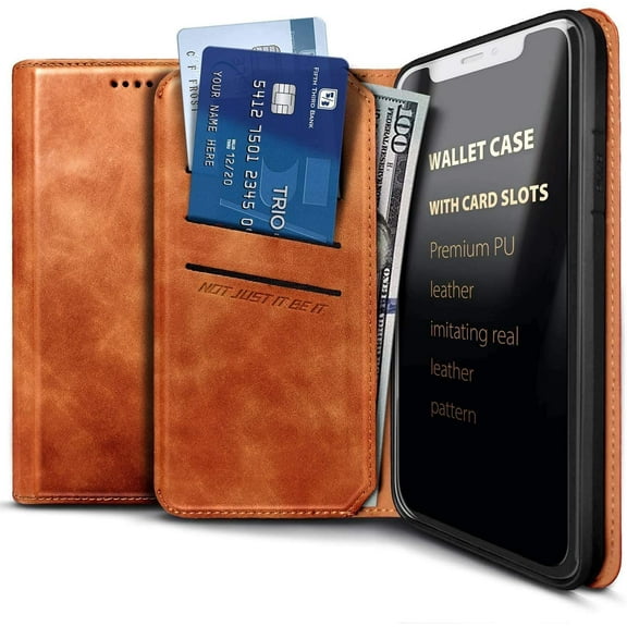 Nagebee Wallet Phone Case for Samsung Galaxy A51 5G, Premium PU Leather Folio Flip Pouch Credit Card ID Holder with Kickstand Feature, Magnetic Closure Folding Protective Cover (Brown)